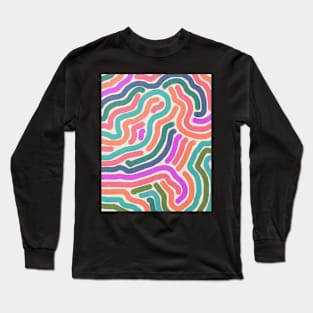 Line art, Abstract pattern, Retro abstract art Long Sleeve T-Shirt